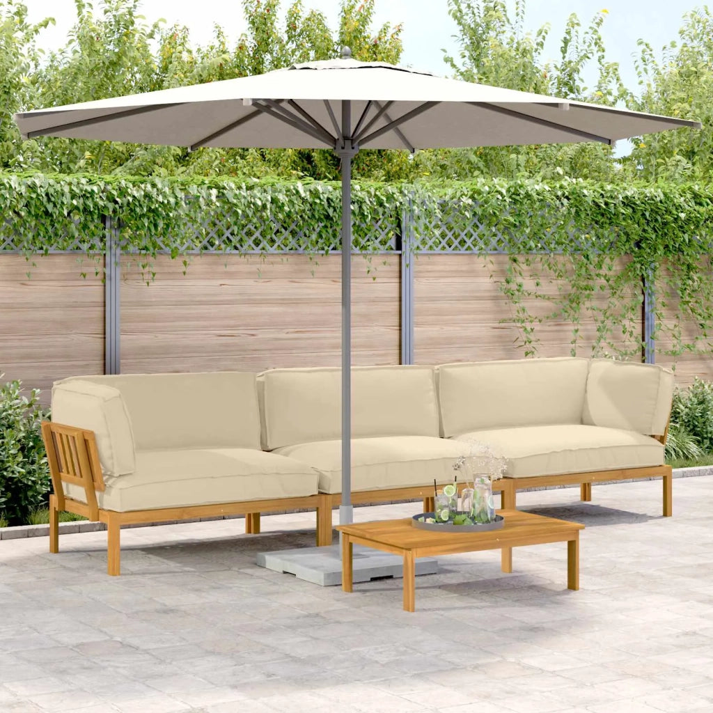 Set di divani con cuscino 4 pcs Beige Legno di Acacia Massello 3418547