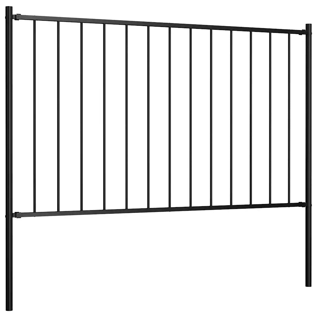 Pannello Recinzione con Pali Acciaio Verniciato 1,7x1,25 m Nero cod mxl 58082