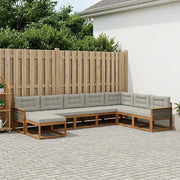 Set di divani da esterno 8 pz Naturale e Grigio Chiaro 3382799