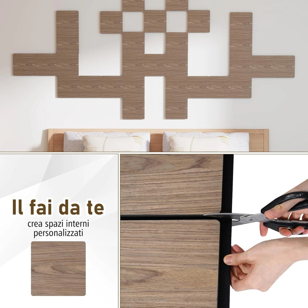 Set di 4 Pannelli Fonoassorbente, Pannelli Acustici per Pareti, 62 x 62 cm, 9 Tavoletta Esagonali in Legno, per Riduzione del Rumore, Decorazione Interna