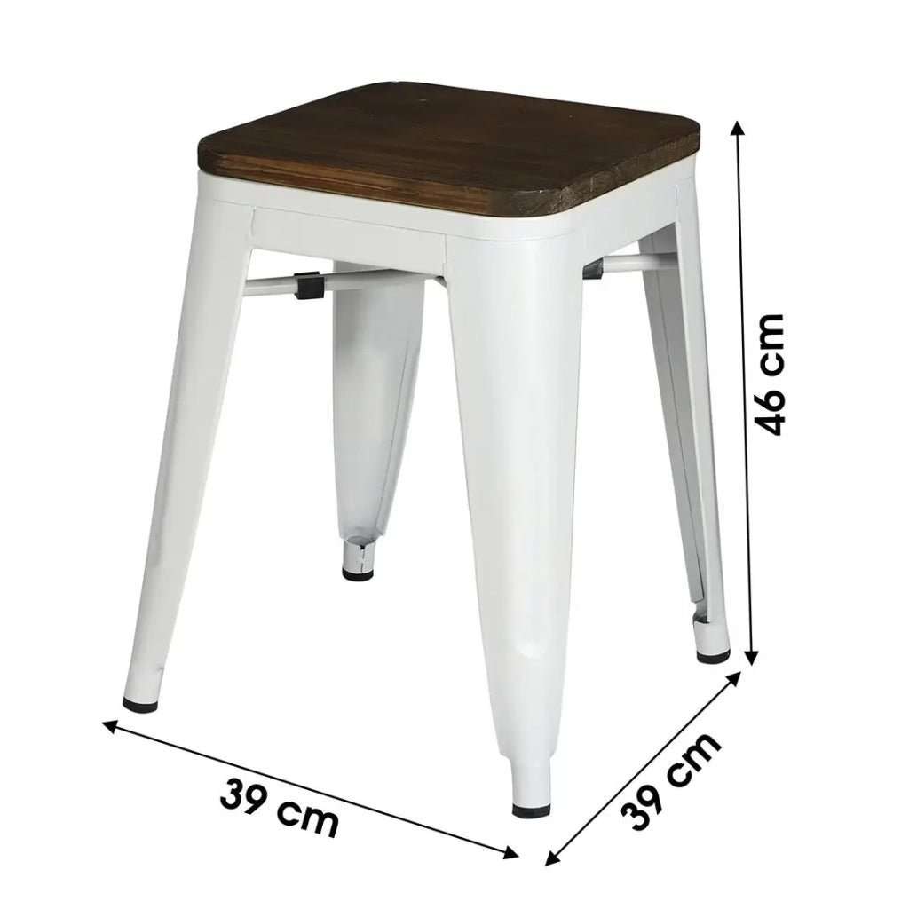 Set di 4 sgabelli in stile industriale in metallo, colore bianco opaco - Collezione FACTORY.