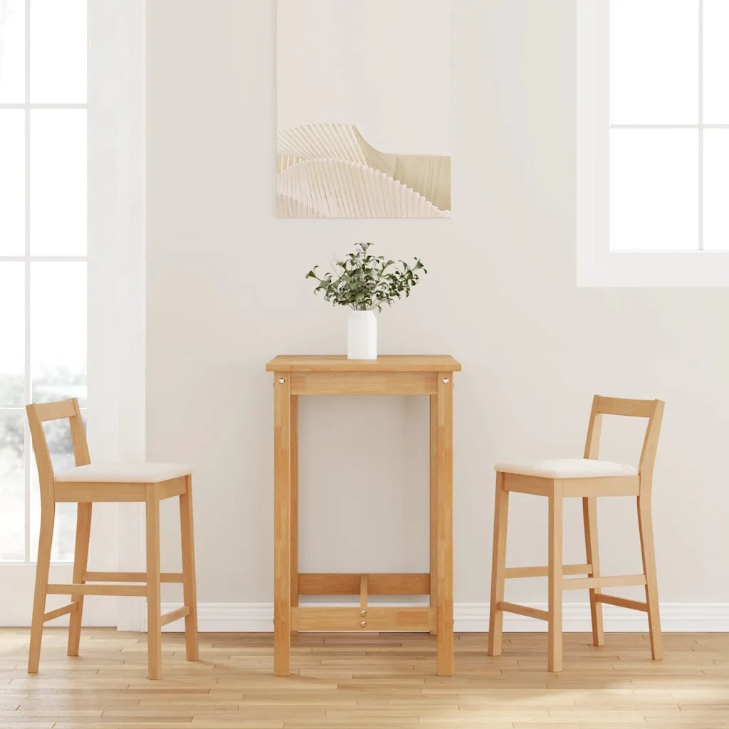 Sgabelli da Bar con Cuscini 2pz Naturale Legno Massello Hevea