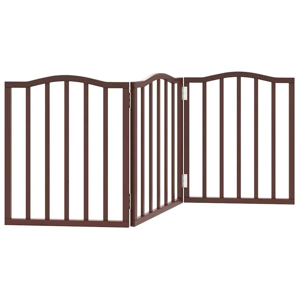 Cancelletto di sicurezza pieghevole per cani a 3 pannelli 150 cm legno di pioppo marrone 02_0023063