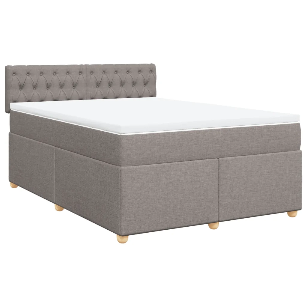 vidaXL Giroletto a Molle con Materasso Tortora 140x190 cm in Tessuto