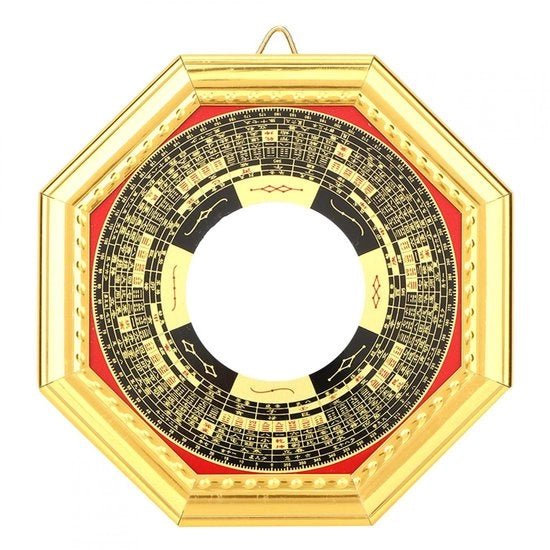 Specchio Ba Gua 13,5 cm - Convesso - Feng Shui - Protezione - Buon Fortuna Professionale - Costruzione in Legno