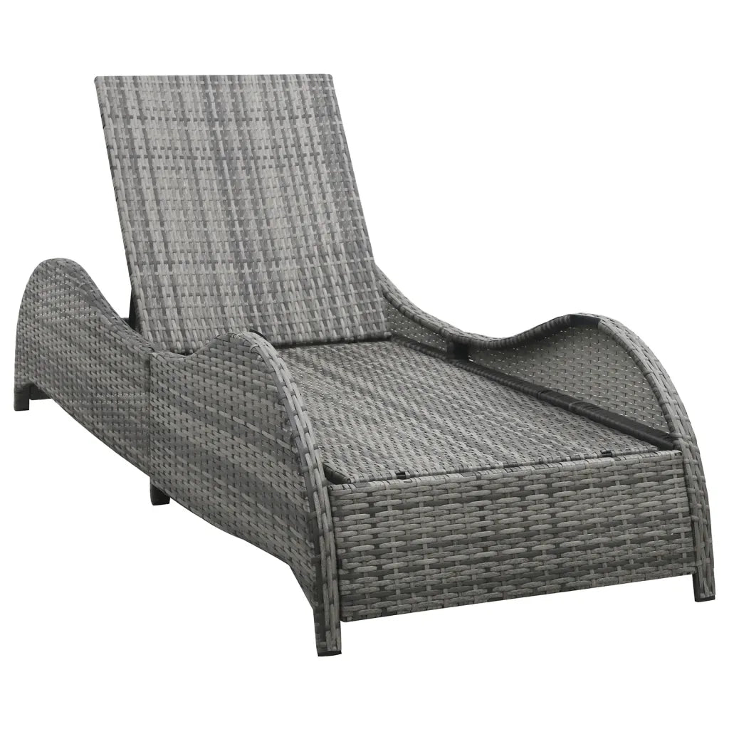Lettino Prendisole con Cuscino in Polyrattan Antracite 49494