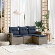 Set Divani da Giardino 4 pz con Cuscini Grigio in Polyrattan 3220070