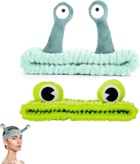 Set di 2 Bande di Capelli con Personaggi di Rana e Tartaruga Cartoon in Elastico