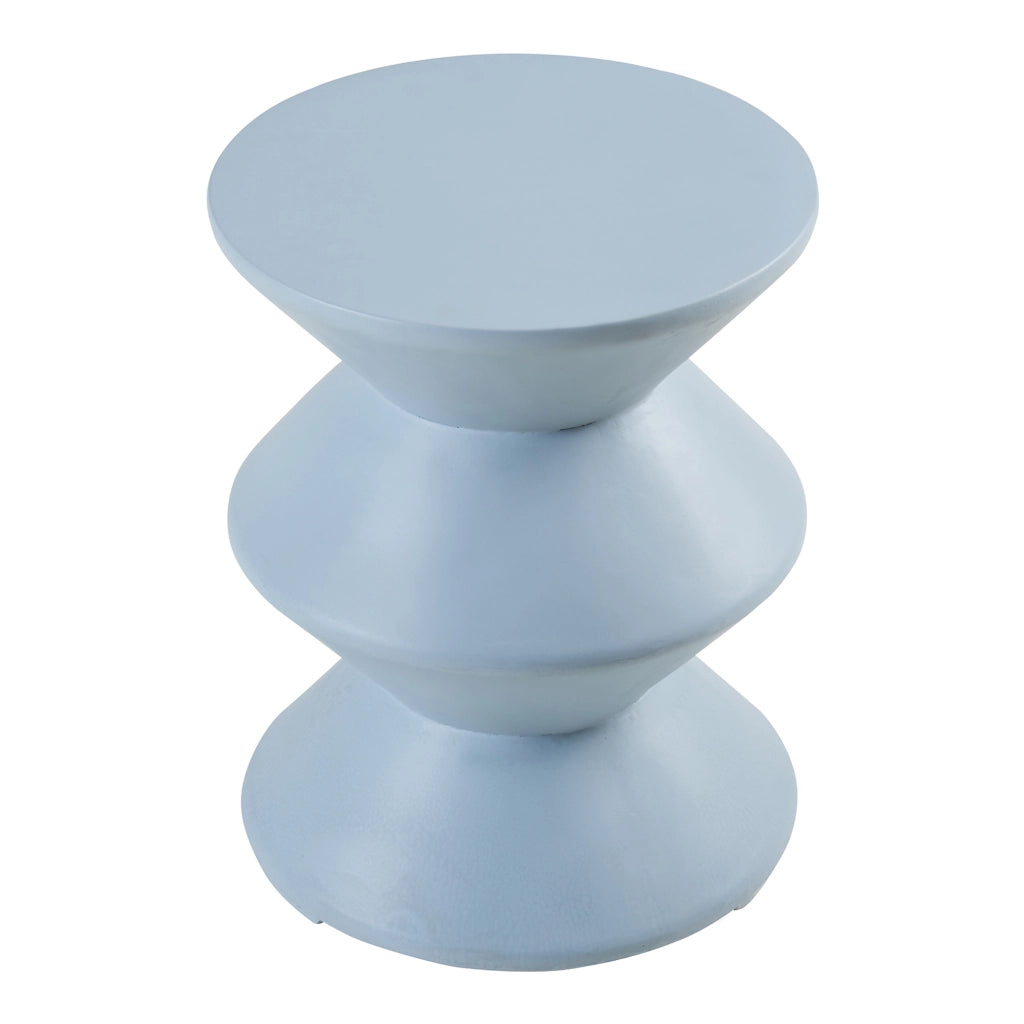 Tavolino Rotondo Kyppeslo in Calcestruzzo Leggero 47xØ37 cm Azzurro [en.casa]