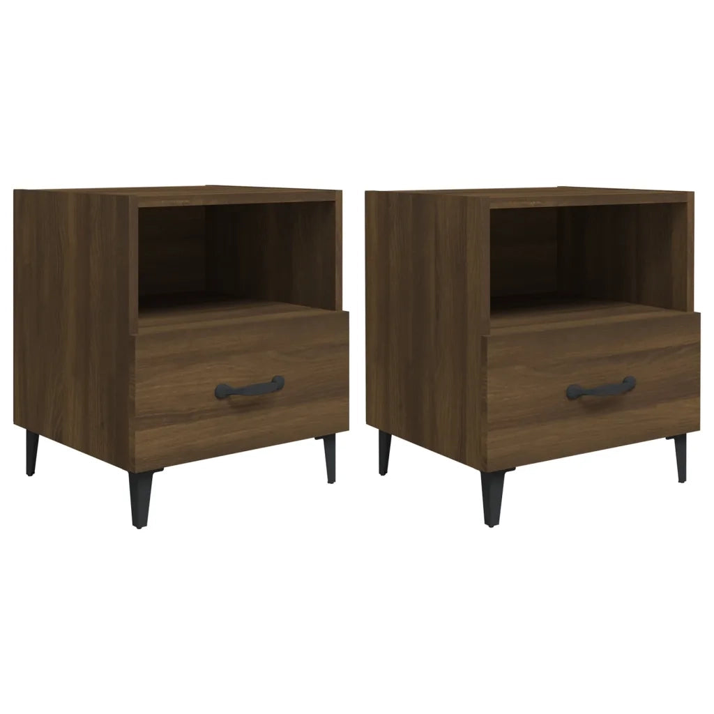 Comodini 2 pz Rovere Marrone in Legno Multistrato 817308