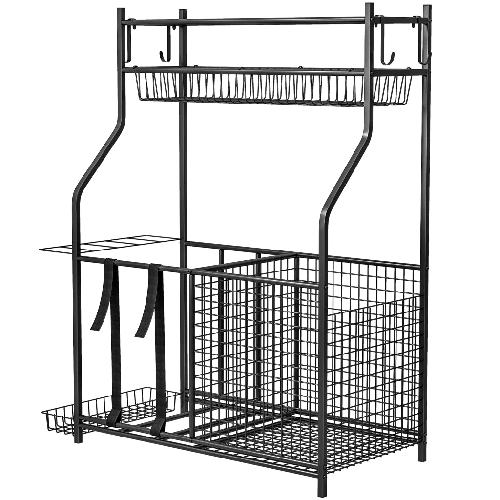 Organizzatore per Attrezzature Sportive con Cestino, Ganci Estraibili e Fasce Elastiche ¨C Zephmum ¨C Grigio