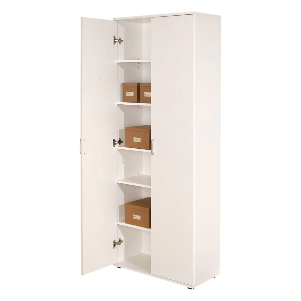Pazzano, Armadio Multiuso 2 Ante 5 Ripiani, 70x189h cm Bianco