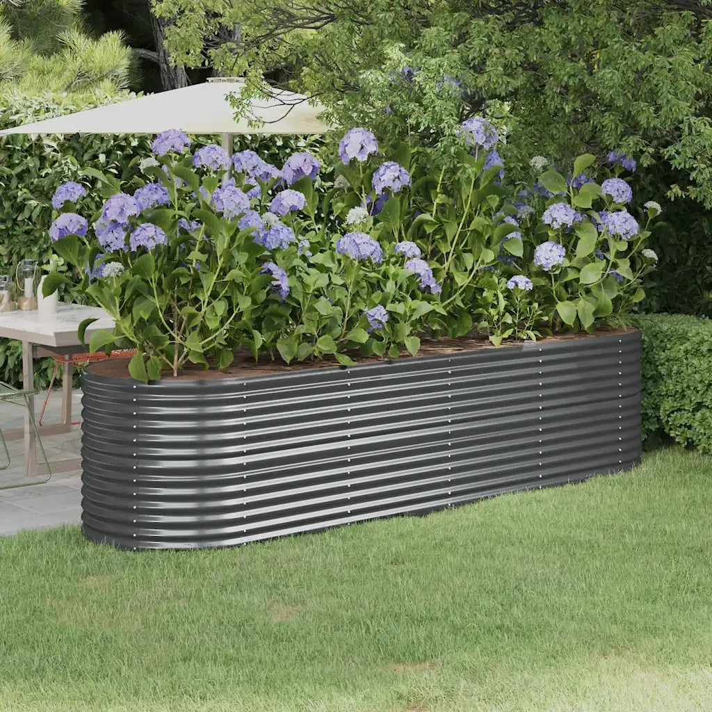 Fioriere | Cassetta per fiori | Letto da Giardino in Acciaio Zincato 296x80x68 cm Antracite