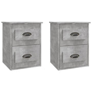 Set di 2 Comodini | Armadio da Notte | Mobiletto da notte a Parete Grigio Cemento 41,5x36x53 cm