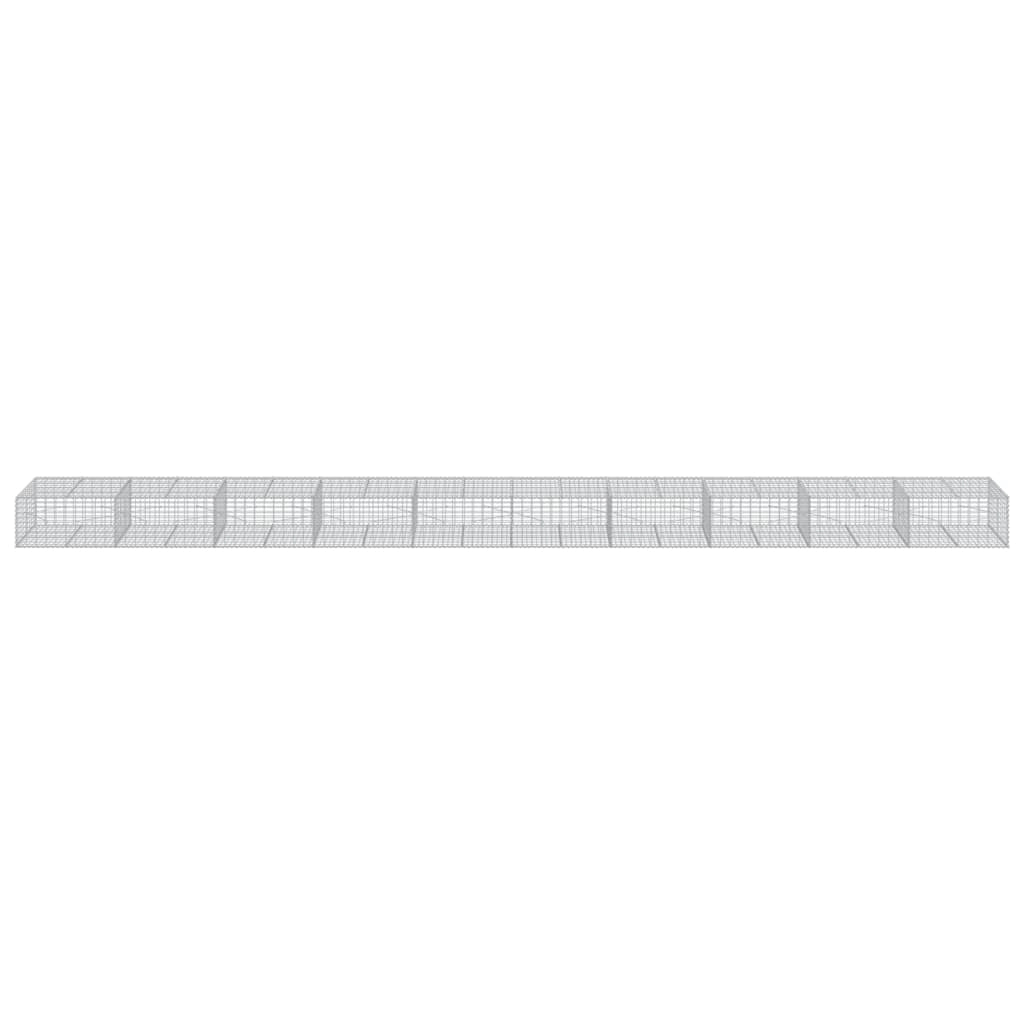 Gabbione recinto a gabbia muro di contenimento con coperchio 1000 x 100 x 50 cm ferro zincato argento 02_0040114