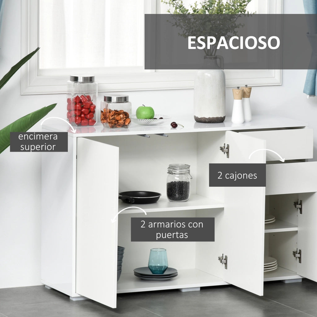 Credenza con ante e cassetti ¨C zephmum ¨C Bianco 117x36x74 cm