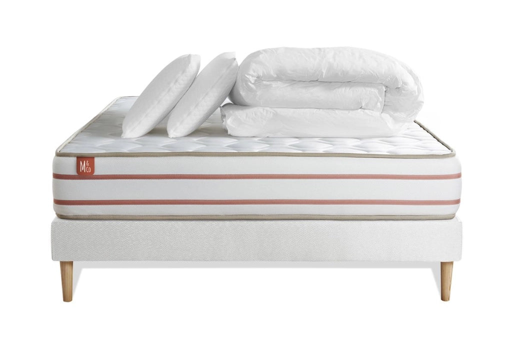 Pacchetto letto completo - Materasso 180x200cm + Box spring con doghe (kit) + 2 cuscini + Piumino - Le Doux