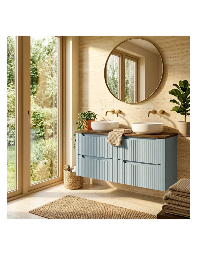 Piano per lavabo NATOURA 120,8 cm in MDF effetto rovere scuro con bordo naturale