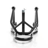 Cavalletto alzamoto anteriore sotto canotto, con rotelle e 5 adattatori sterzo 13-18 mm