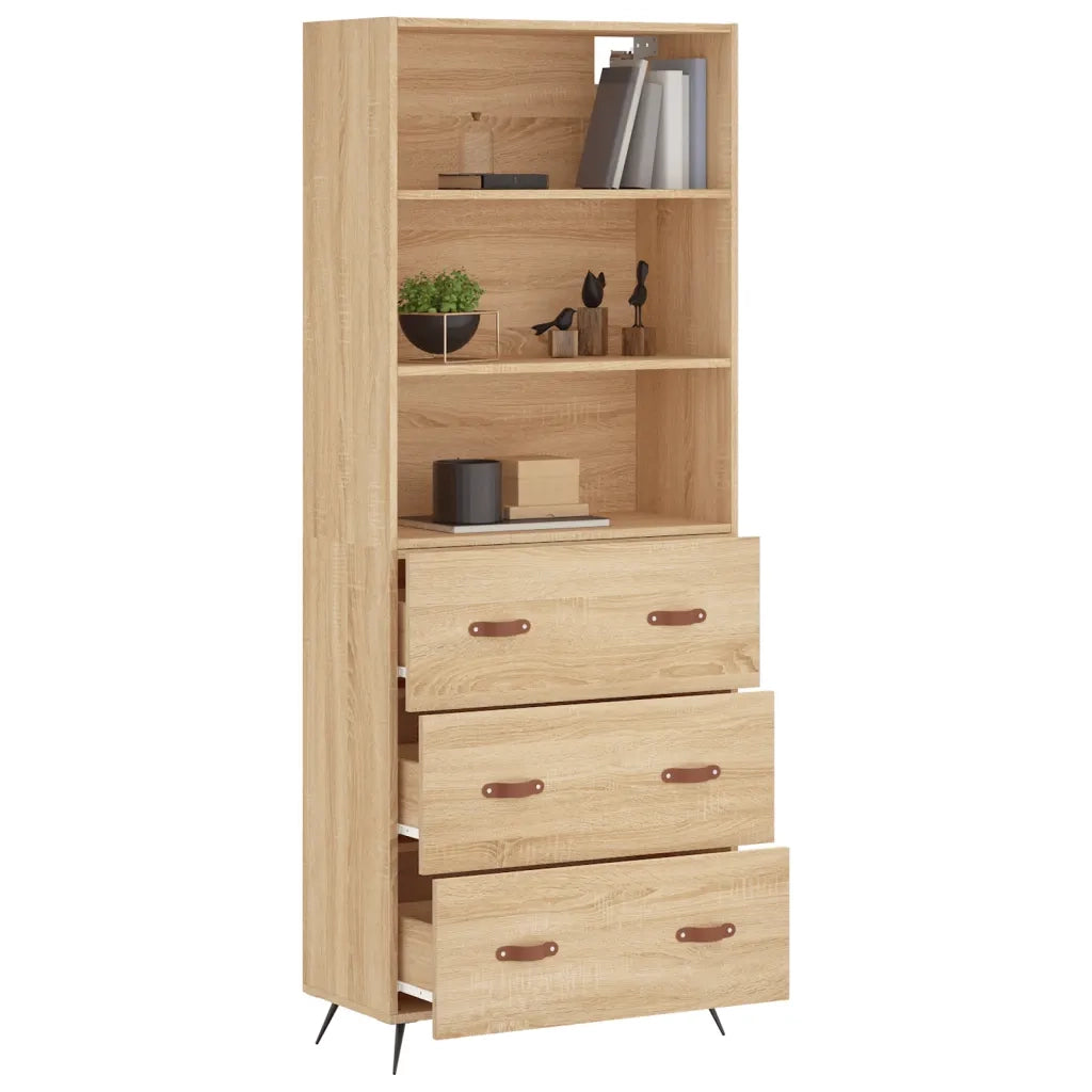 Credenza-Buffet-Armadio da cucina Rovere Sonoma 69,5x34x180 cm in Legno Multistrato 689443