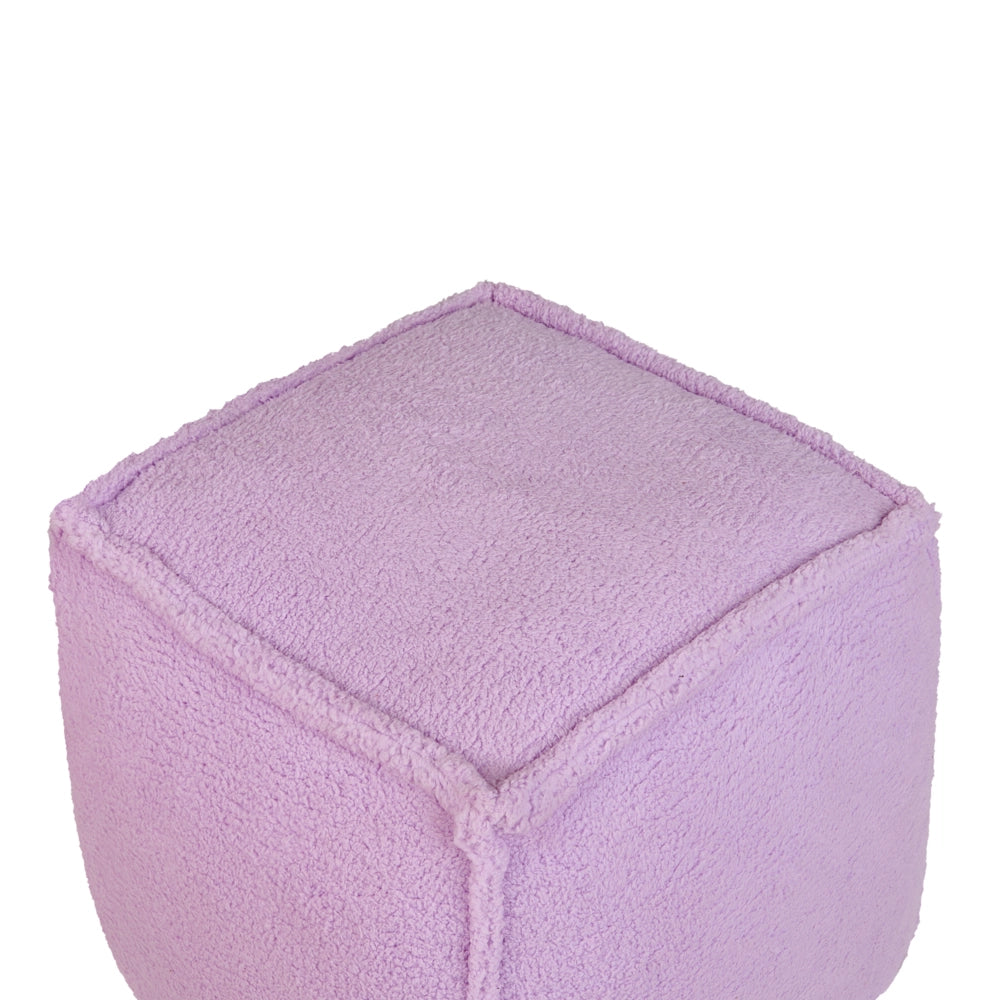 Pouf quadrato in iuta e poliestere violetto con motivo astratto