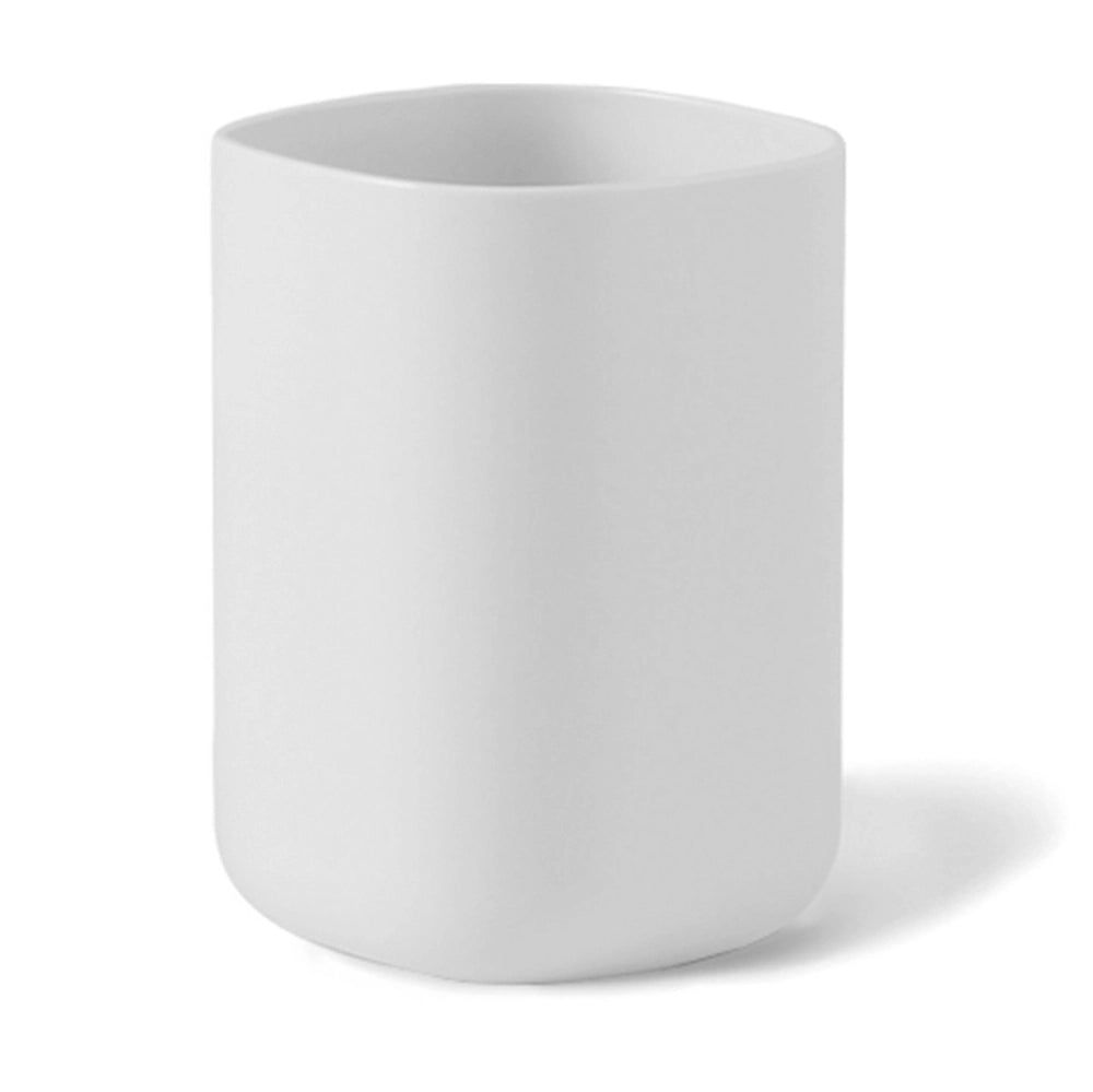 Set accessori bagno 3 pz bianco con vassoio in bambù - Taki
