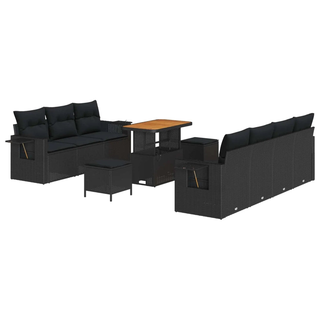 Set Divano da Giardino con cuscino 10 pcs Nero 3363659