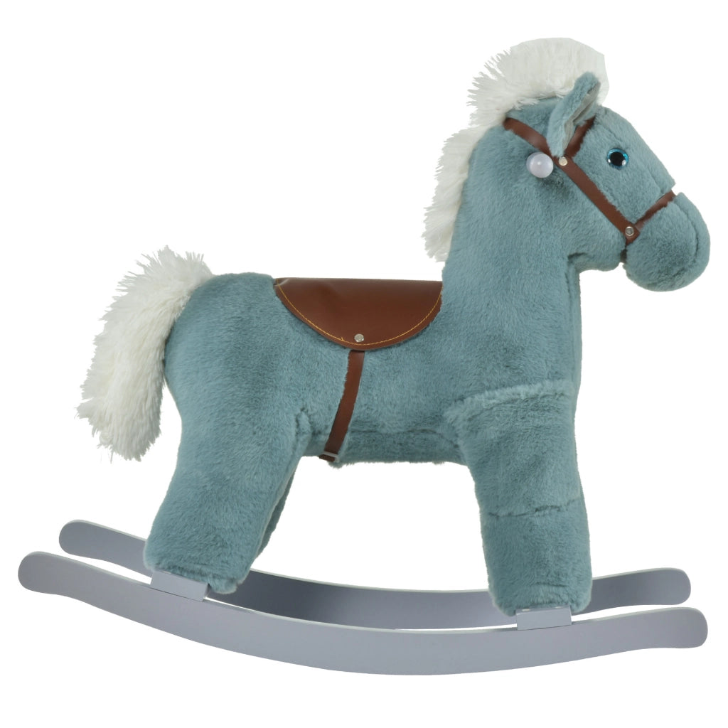 Cavallo a Dondolo in Legno con Orsetto ¨C zephmum ¨C Blu 65x26x55cm