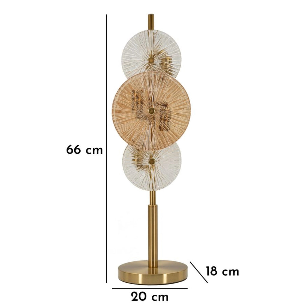 Lampada da Tavolo VKH919, Marrone, Vetro, 20x18x66 cm