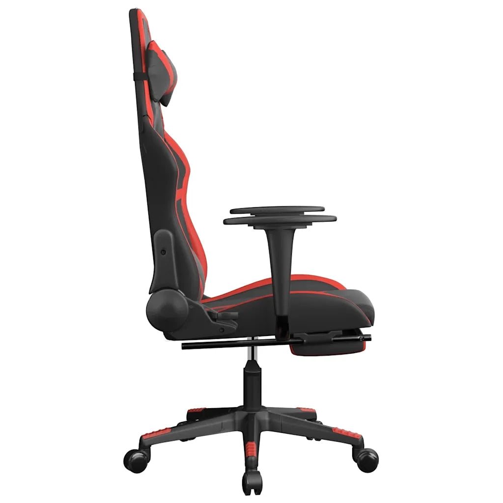 Sedia da Gaming | Sedia da e-sports Massaggio Poggiapiedi Nero e Rosso Similpelle