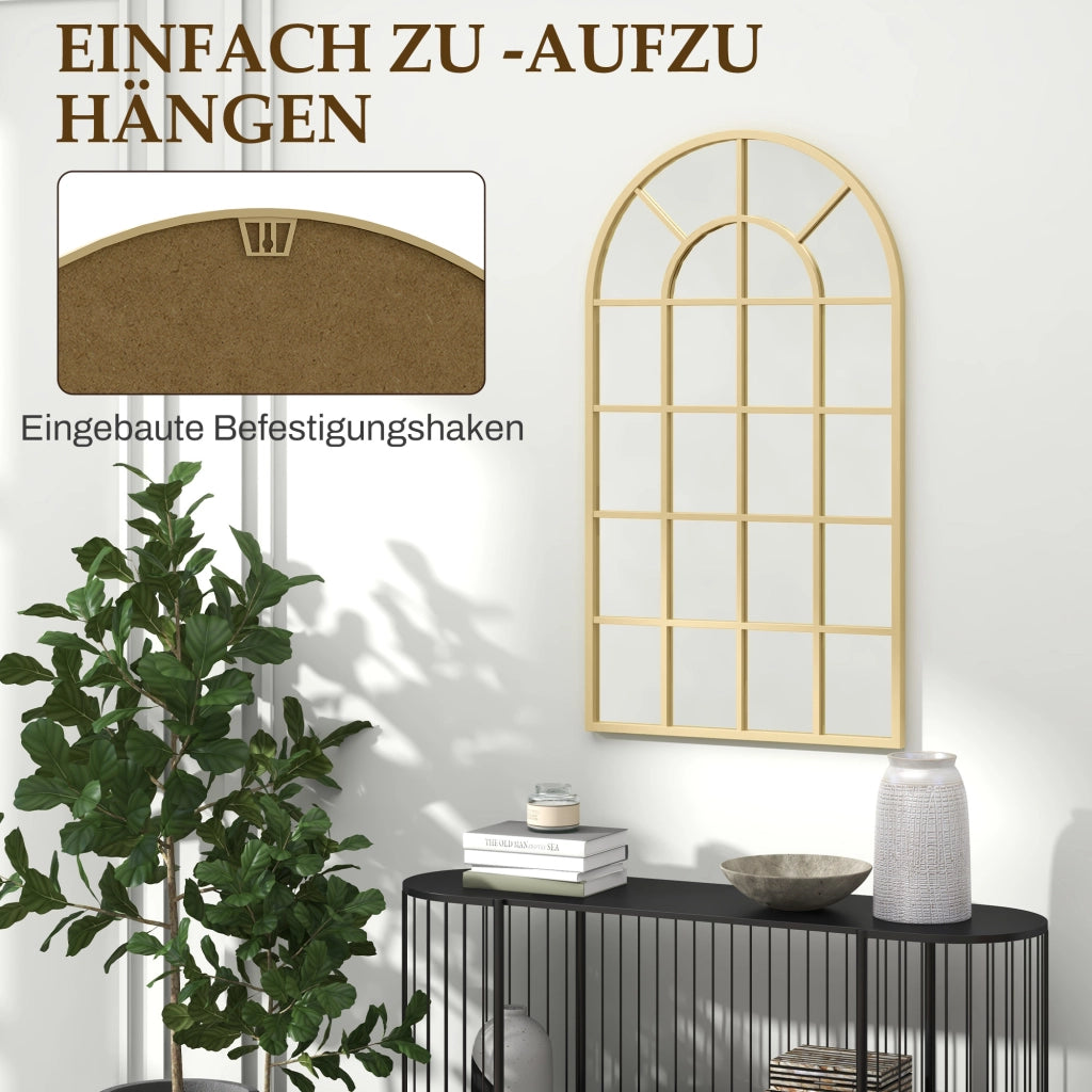 Specchio da Parete con Cornice in Metallo Finestra ¨C zephmum ¨C Oro 110x65 cm