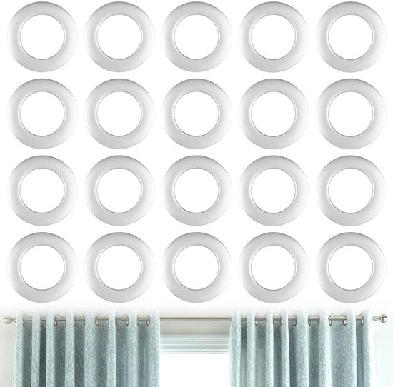 Anelli per tende 40 mm - Set da 20 - Argento opaco - Alta qualità plastica