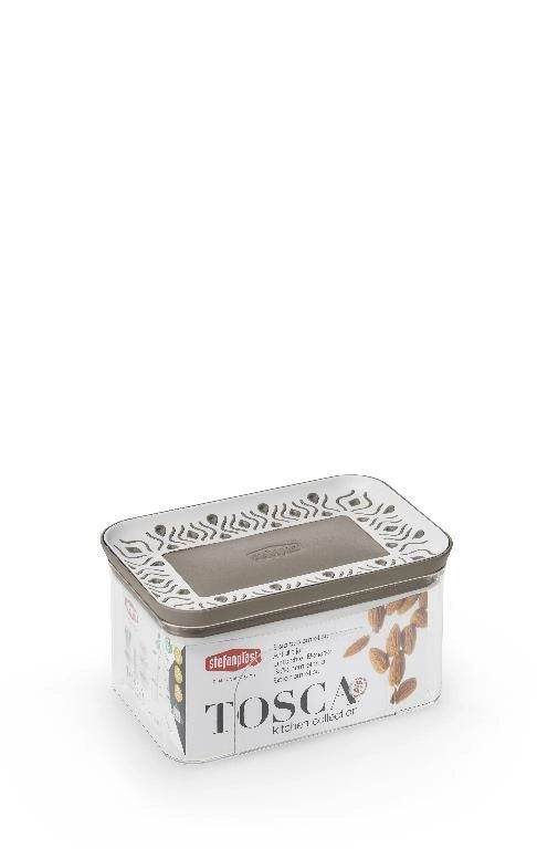 Barattolo da Cucina Rettangolare con Tappo ermetico Bianco e Tortora 0,7 litri