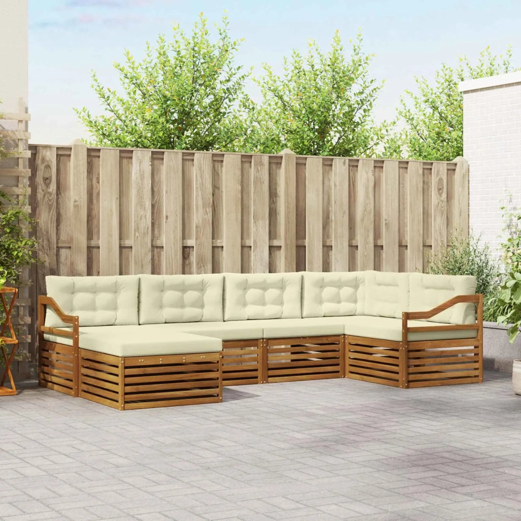 Set di divani da esterno con cuscino 6 pcs Naturale e Crema 3373755