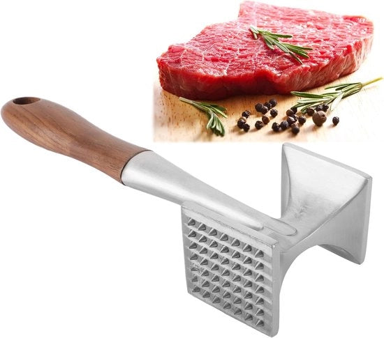 Vleesklopper in acciaio inossidabile 304 - antiaderente - snijelklopper - martello da carne bifacciale - appeso - resistente al lavastoviglie - per bistecca pollo carne varietà - tenderizzatore da carne.