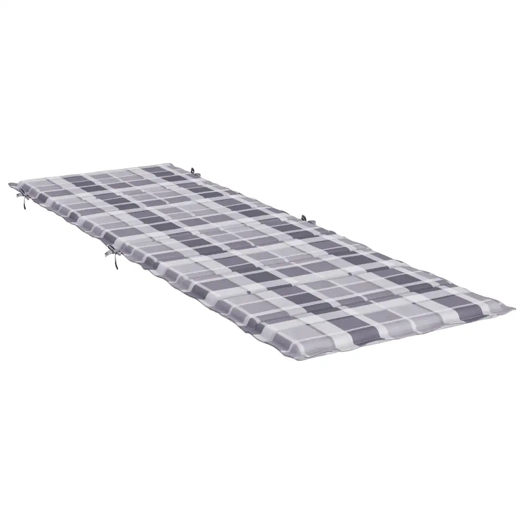 Cuscino per Lettino a Quadri Grigi 186x58x4 cm Tessuto Oxford 314172