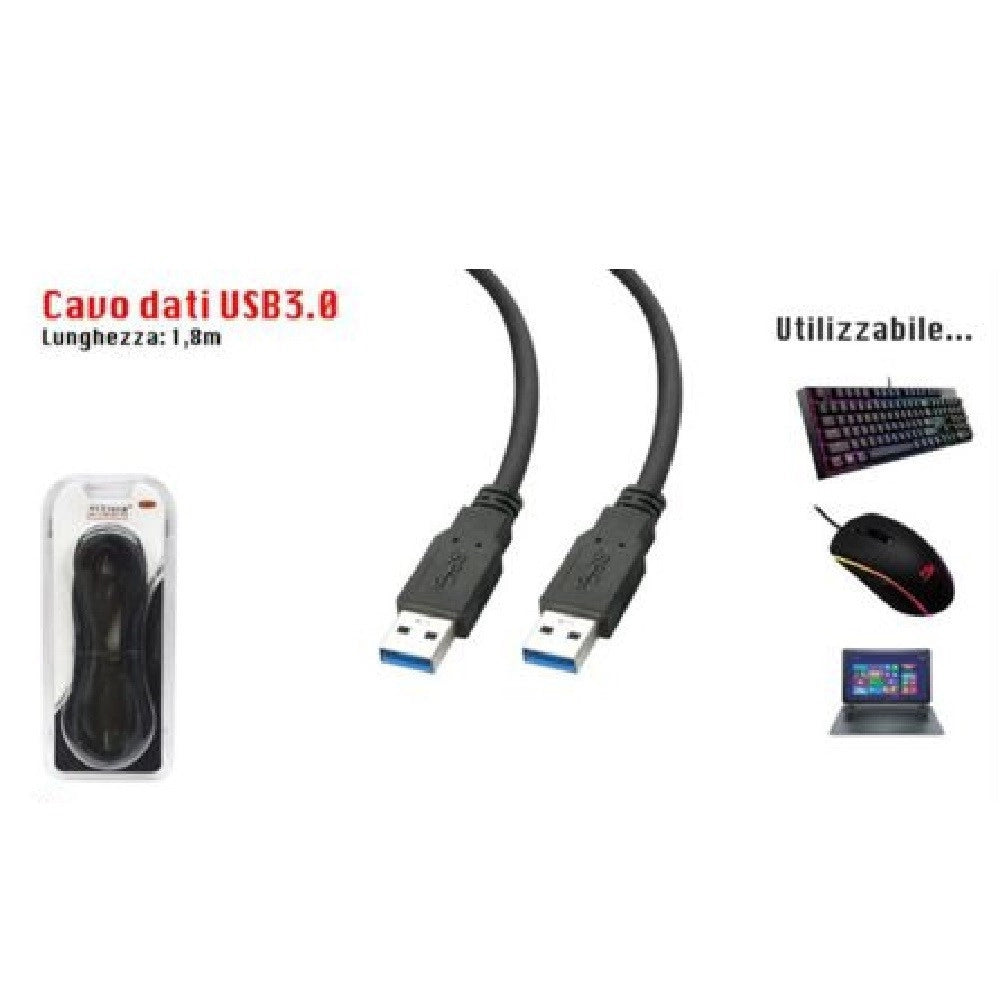 Trade Shop - Cavo Usb 3.0 Connettori Maschio/maschio 1.8 Mt Alta Velocita' Maxtech Usb3.0-1.8m -