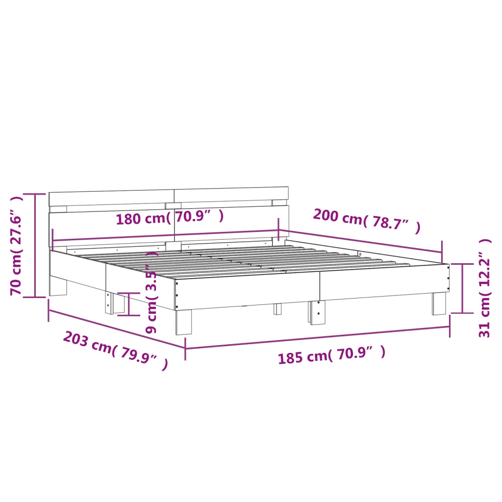 Giroletto Testiera Grigio Sonoma 180x200 cm Legno Multistrato 3207404