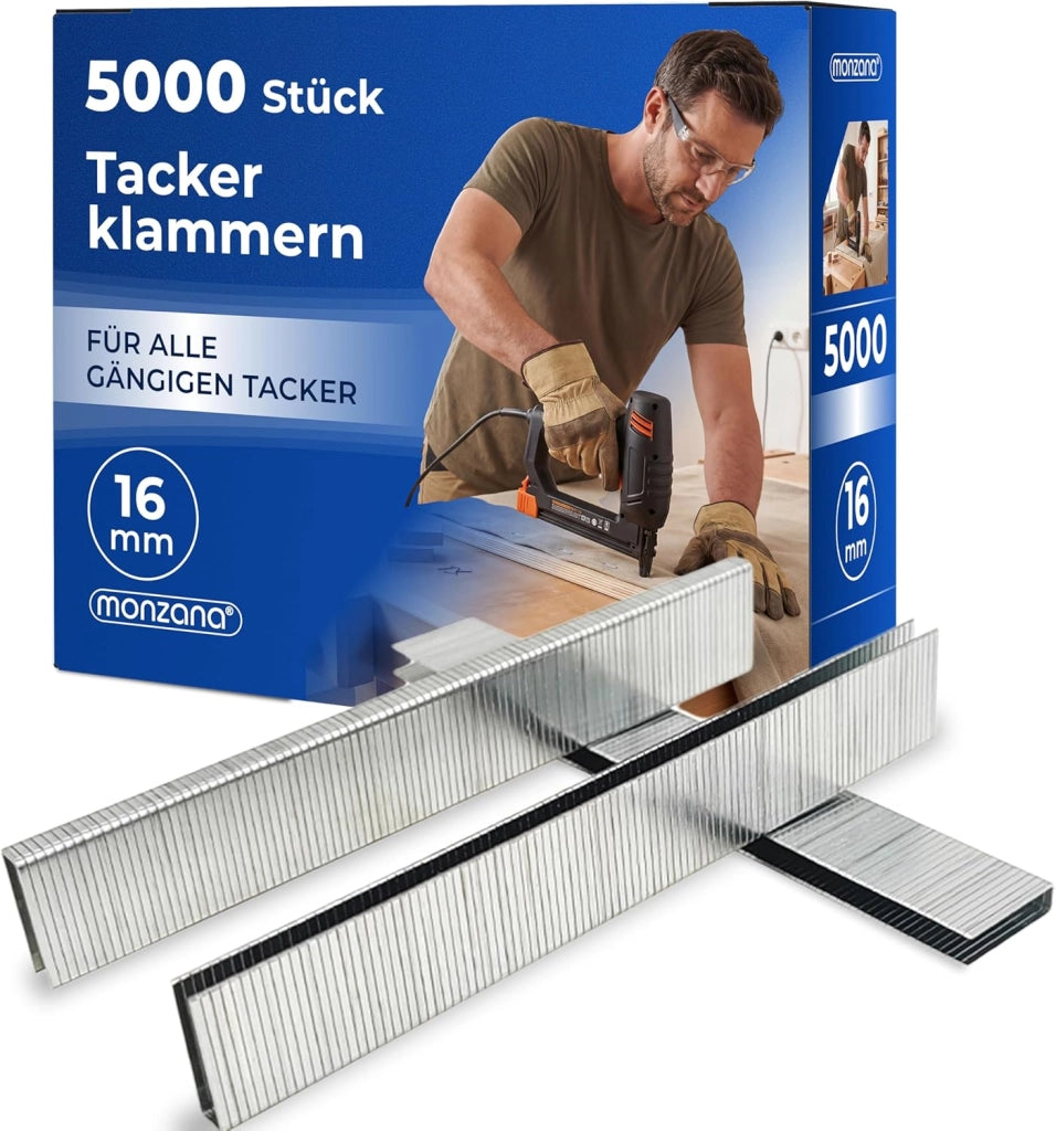 Graffe per Pinzatrice 5000 Pezzi Graffette da 16 mm Zincate 50x100 Tipo U per Pinza a Batteria Spillatrice Elettrica