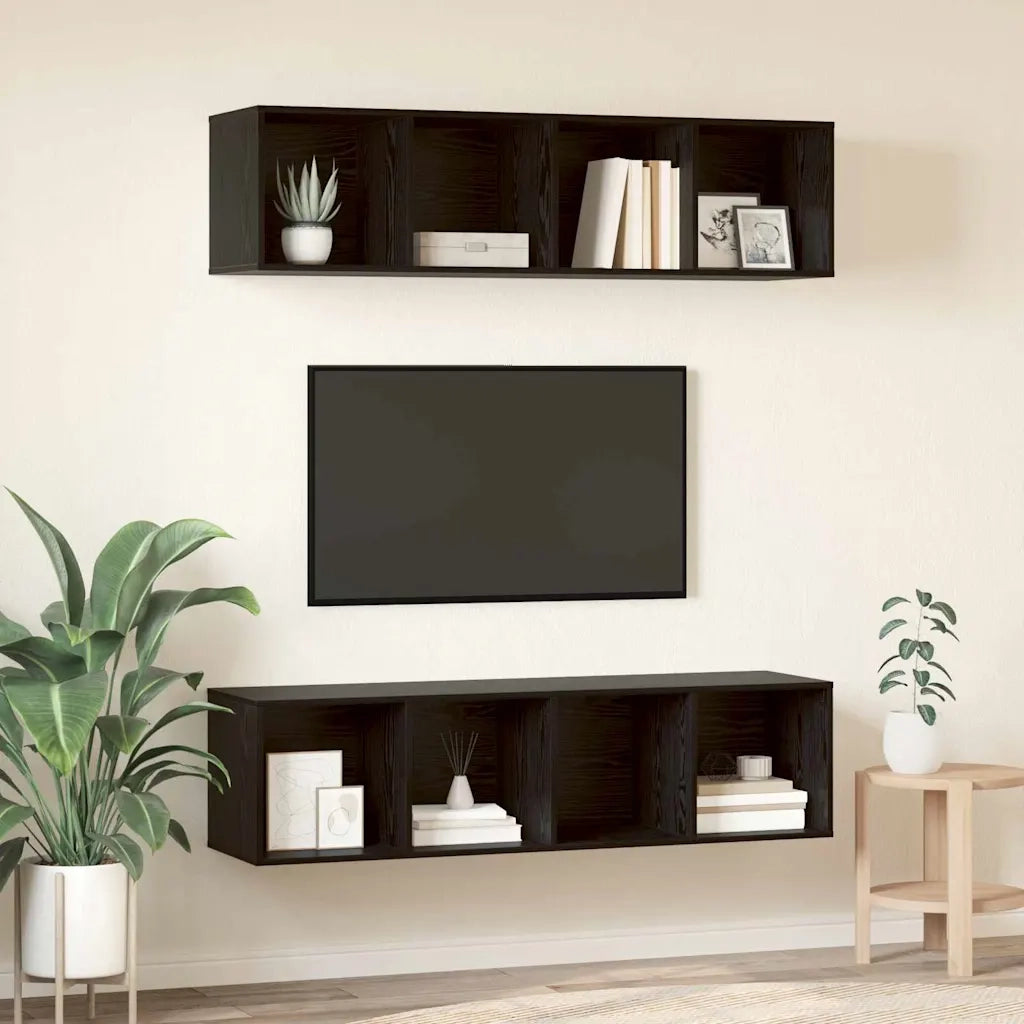 vidaXL Set mobile TV 2 pcs Rovere nero 37 x 37 x 142.5 cm
