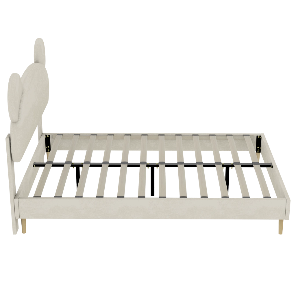 Letto per bambini imbottito con materasso a molle insacchettate 140x200 cm; beige