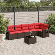 Set Divani da Giardino 7 pz con Cuscini Marrone in Polyrattan 3220203