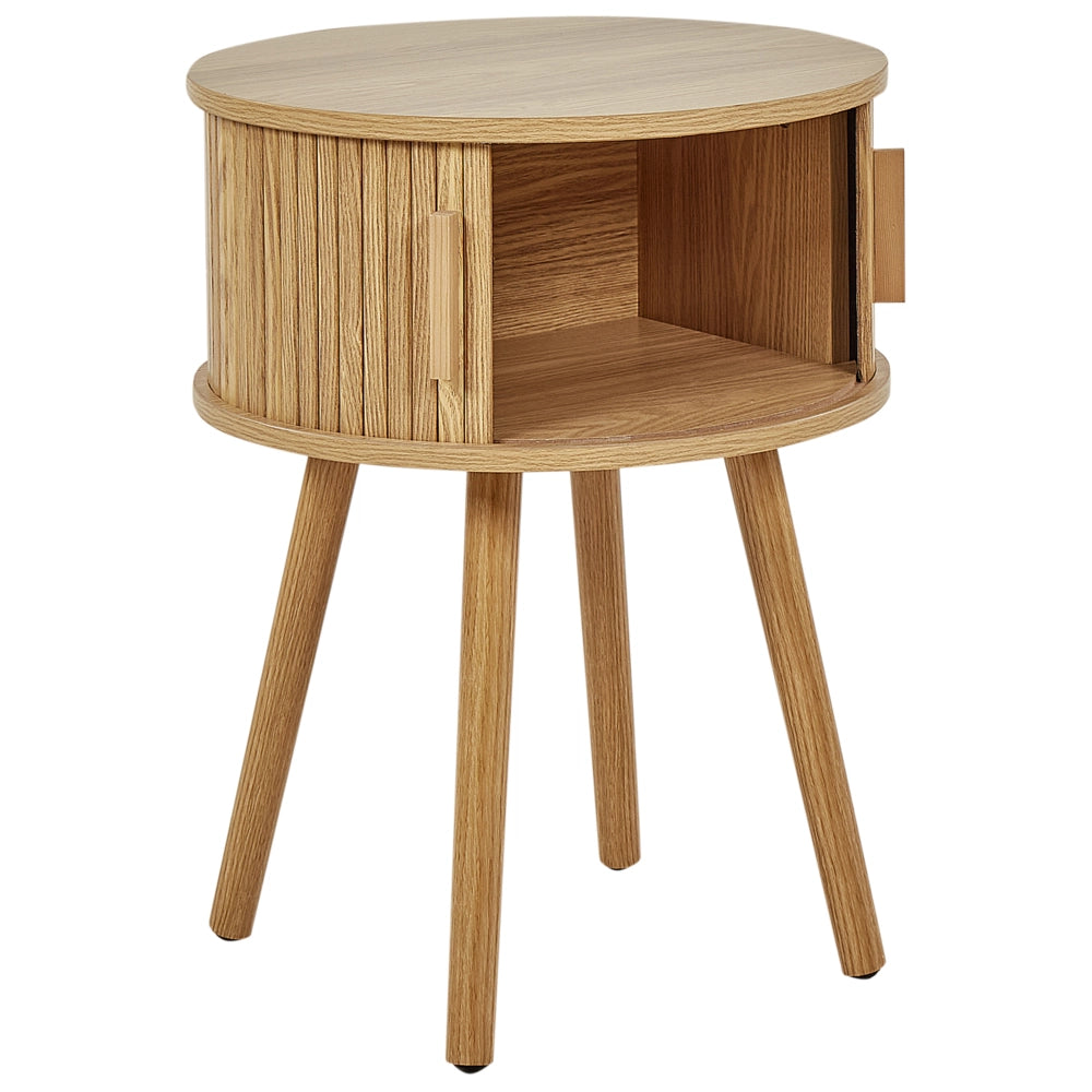 Comodino ante scorrevoli in MDF con hambe in legno massello legno chiaro soggiorno salotto