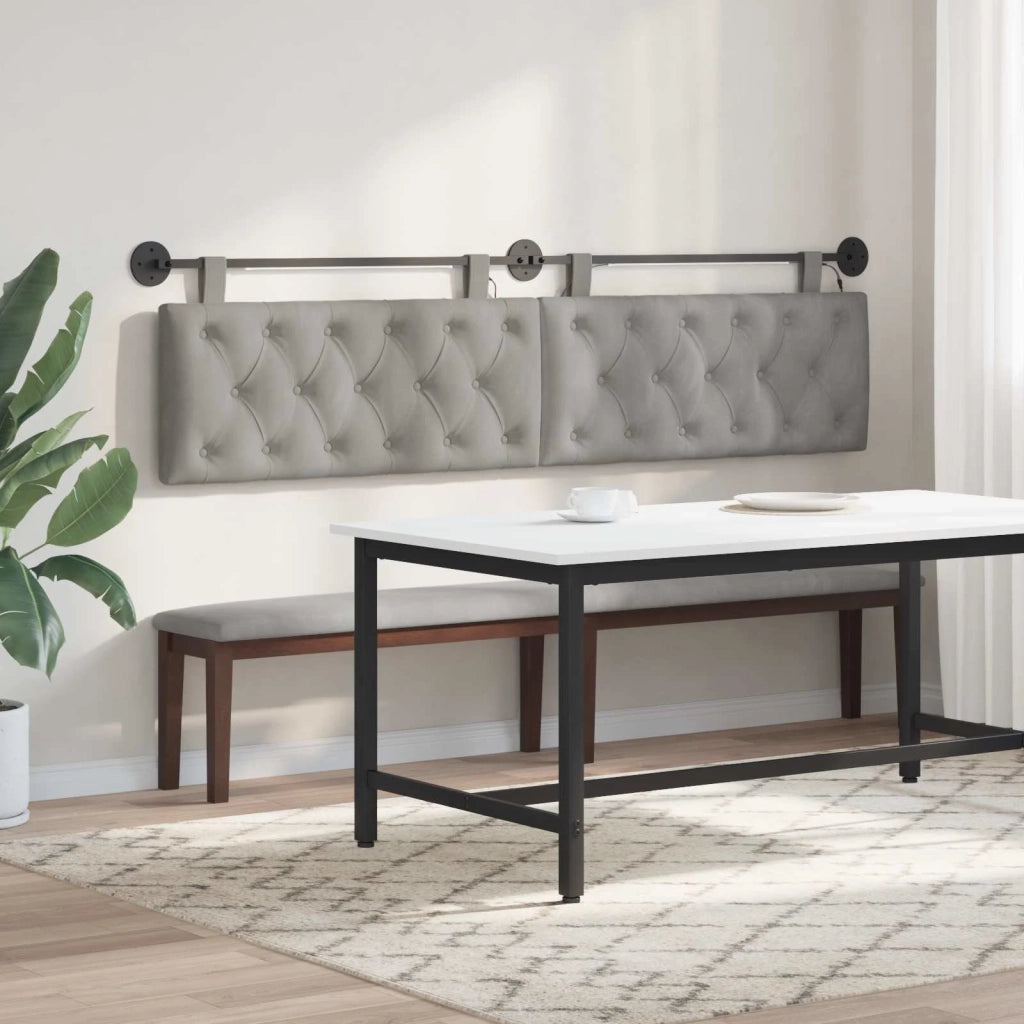 Testiera | Testata sospesa Con luce LED Grigio Chiaro Velluto