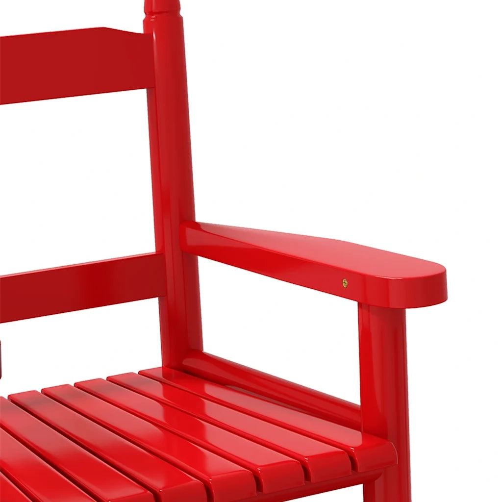 vidaXL Sedia a Dondolo per Bambini Rosso in Legno Massello di Pioppo