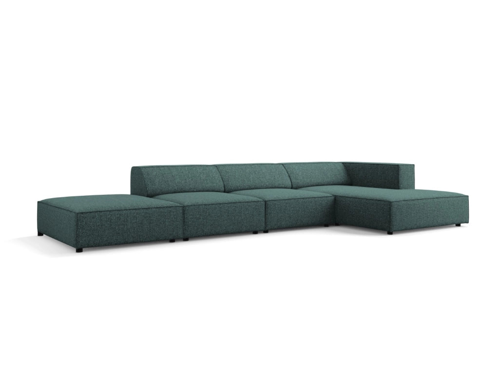 Cosmopolitan Design - Divano angolare destro "Arendal" 5 posti in ciniglia petrolio 