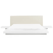 Letto ad acqua giapponese bianco 180 x 200 cm struttura in legno a basso profilo con materasso camera da letto