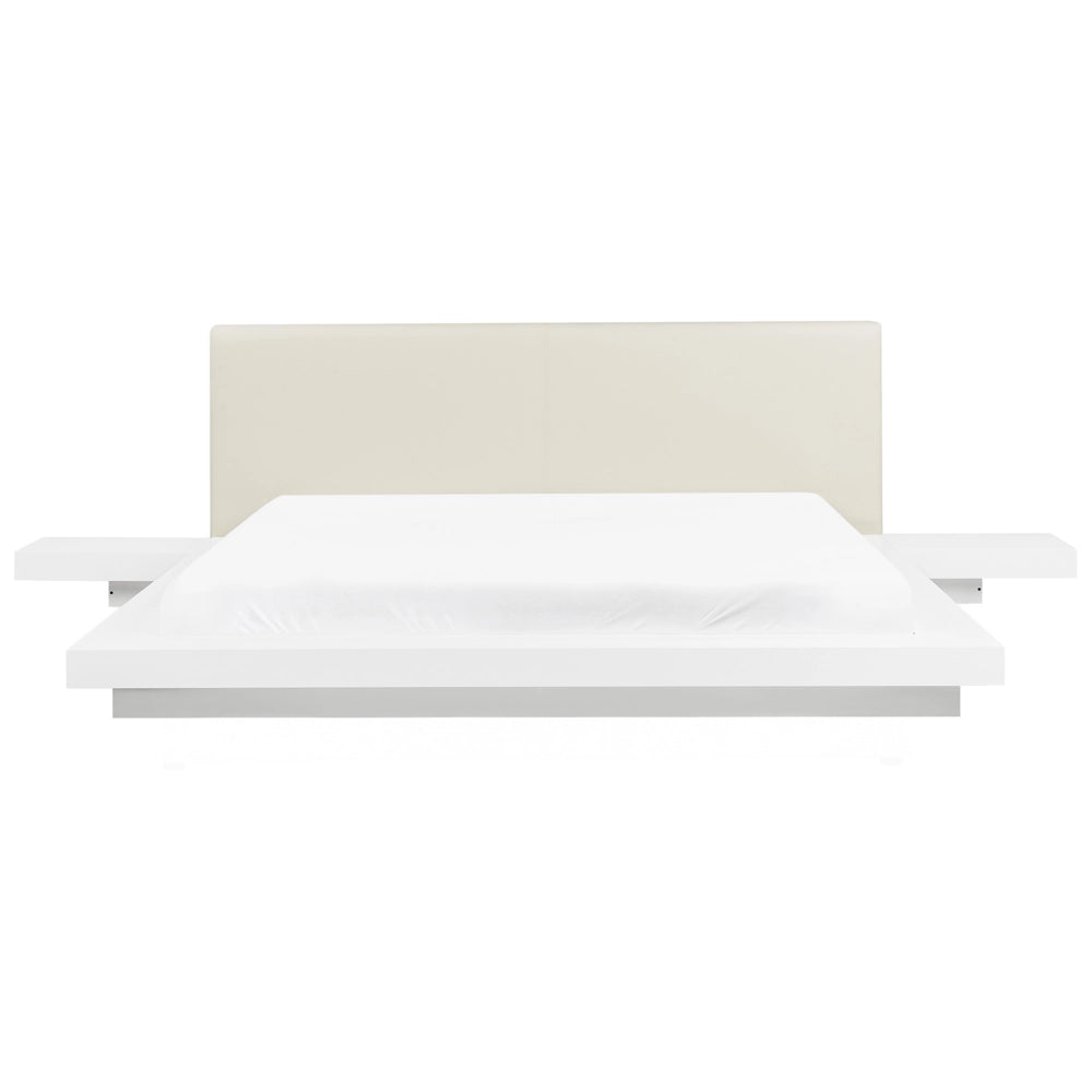 Letto ad acqua giapponese bianco 180 x 200 cm struttura in legno a basso profilo con materasso camera da letto