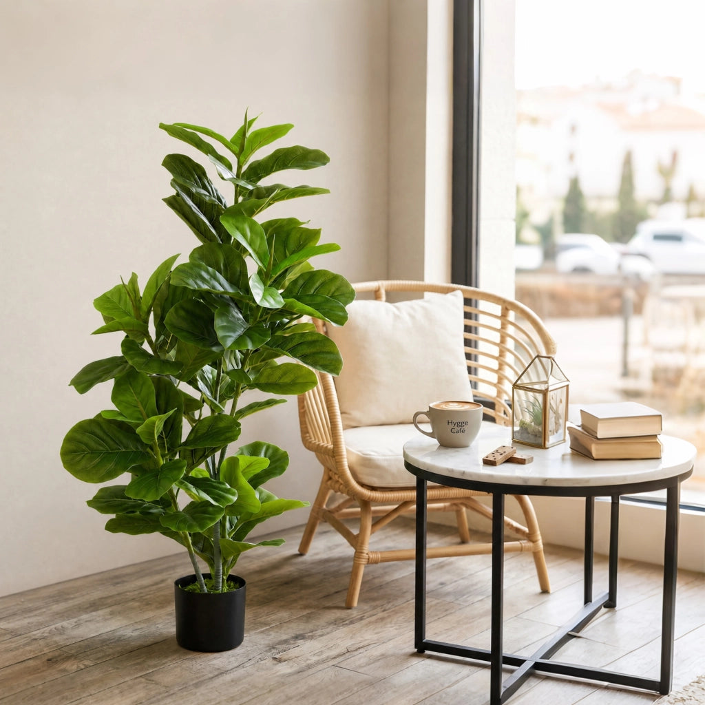 Planta Artificiale Ficus ¨C zephmum ¨C Verde 110 cm con Maceta e Musgo