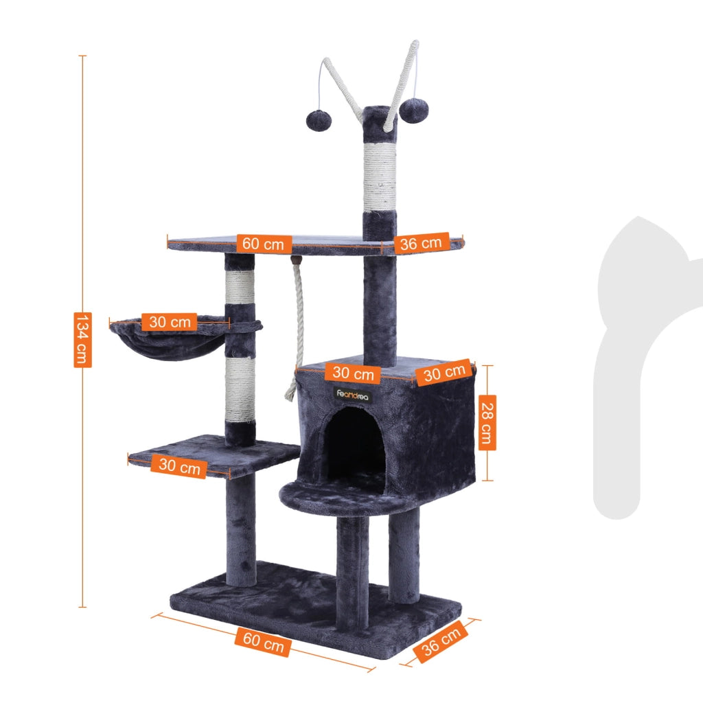 Tiragraffi Valora Albero per gatti in velluto e corda di sisal per interni di casa